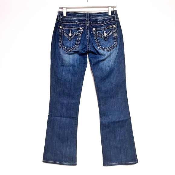 Miss Me Size 28 Boot Cut Flap Pocket Dark Rinse Jeans Y2K 30” Inseam Altered - Picture 2 of 6